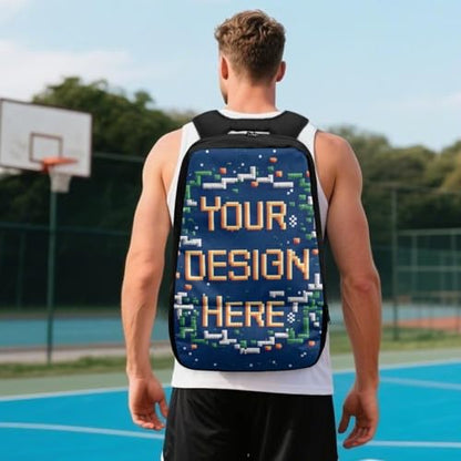 18.5in Basketball Backpack Basketball Bag with Shoe Compartment & Ball Holder, Waterproof Bag for Soccer Volleyball - color: A Customized Text Picture