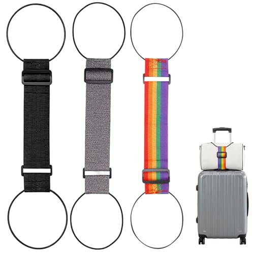 Luggage Straps for Suitcases, Adjustable Luggage Strap Bungee for Suitcase Handle, Luggage Connector Straps for Multiple Suitcases & Travel Bags (Multicolor-A) - color: Multicolor-A