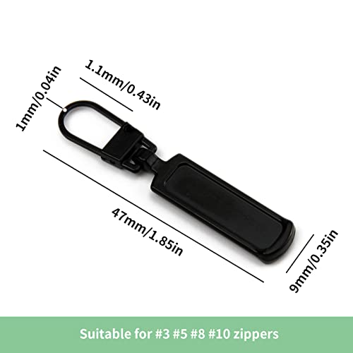 TOPASION Metal Zipper Pull Replacement for Small Holes, Detachable, Repair for Jacket, Bag Boots, Purse, Coat, Pants (5 Pcs Black) - color: 5 Pcs Black