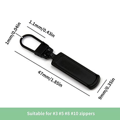 TOPASION Metal Zipper Pull Replacement for Small Holes, Detachable, Repair for Jacket, Bag Boots, Purse, Coat, Pants (5 Pcs Black) - color: 5 Pcs Black