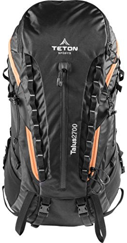 Teton Talus 2700 Backpack; Lightweight Hiking Backpack for Camping, Hunting, Travel, and Outdoor Sports; Included Poncho Covers You and Your Pack from Rain or Use it as a Shelter - color: Black, size: 44 Liters