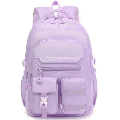 Cute Backpack for Teen Girls Boys, Aesthetic Travel Bookbag for High Middle School College Student (Purple) - color: Purple