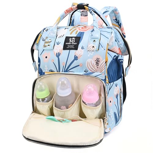 Baby Diaper Backpack Large Diaper Bag for Moms Dads with Insulated Pockets,Waterproof Multi Function Travel Diaper Bag Backpack for Boys, Girls (Cloud Blue) - color: Cloud Blue