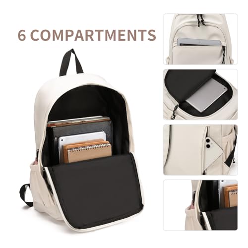 GAEKEAO Classical Basic Travel Backpack for Women Men,Casual Lightweight Bookbag Cute Daypack for College Work Everyday Beige - color: B02 Beige