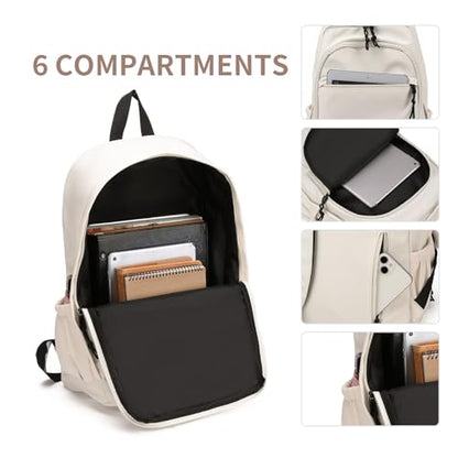 GAEKEAO Classical Basic Travel Backpack for Women Men,Casual Lightweight Bookbag Cute Daypack for College Work Everyday Beige - color: B02 Beige