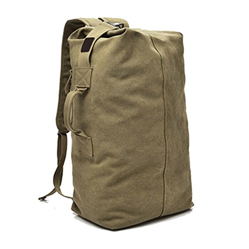 Large Capacity Travel Climbing Bag Tactical Military Duffel Bag Top Load Double Strap Canvas Backpack - color: Tan