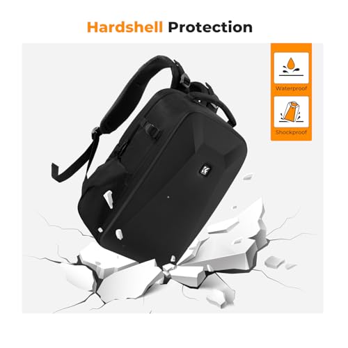 K&F CONCEPT Camera Backpack,Hardshell Photography DSLR Camera Bag with 15-15.6 Inch Laptop Compartment Waterproof Hard Shell Camera Case Compatible with Canon/Nikon/Sony/DJI Mavic Drone - color: Black