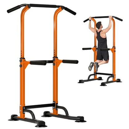 DlandHome Power Tower Pull Up Dip Station Multi-Function Fitness Equipment for Strength Training Adjustable Height Dip Stand for Home Gym - color: Orange