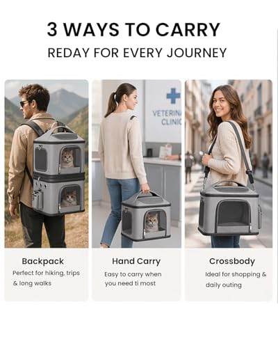 HOVONO Detachable Double Cat Backpack Carrier for 2 Pets