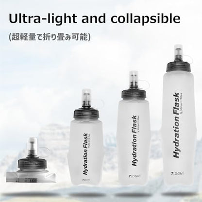 Azarxis TPU Soft Flask Collapsible Water Bottle Running Folding Gel Water Reservoir Handheld for Hydration Pack Hiking Cycling Climbing Jogging Marathon Trail Race - color: #04 White - 500ml - 2-pack