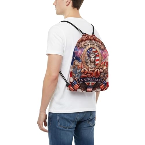 American Flags 250 Aniversary Drawstring Backpack, Lightweight Cinch String Sports Sackpack for Men & Women,pack of 2 - color: 250th Anniversary-02
