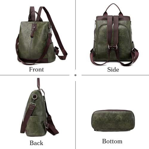 Women Backpack Anti-Theft Daypack Shoulder Bag with Earphone Hole Ladies Rucksack Waterproof PU Leather Bag for Travel Work (black) - color: Black