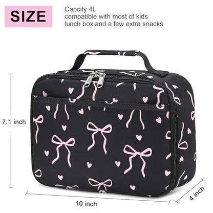 LOIDOU Girls Backpack for Kids Cute School Bookbag - color: Bow Tie Black 2, size: L-17"