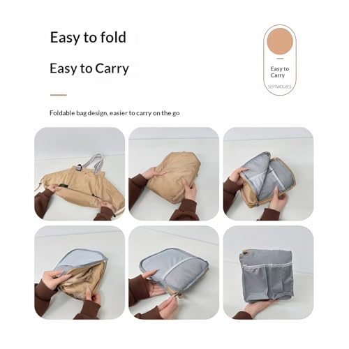 Everyday Bag, Large-Capacity Multifunctional Travel Organizer Handbag Crossbody Shoulder Tote Bag - color: Khaki