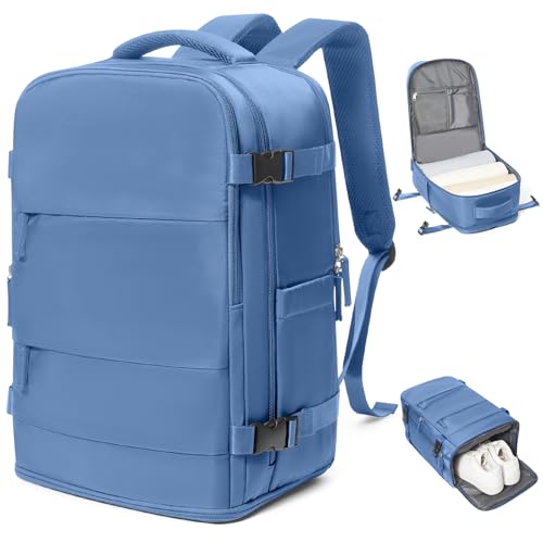 coowoz Travel Backpack for Women Man Carry On Backpack Mochila de Viaje Waterproof Teacher Personal Item Backpack Travel Bag Essentials Rucksack Airplane Accessories Must Haves Sky Blue Small - color: Sky Blue, size: 20l