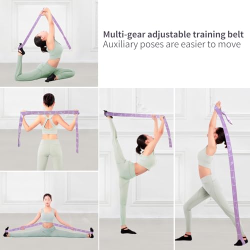 12 Loops Extra Long Yoga Stretching Band for Adults and Tall People, Adjustable Elastic Strap for Full Body Deep Stretch, Home Pilates, Ballet, Dance, Physical Therapy, Flexibility Training - color: Purple