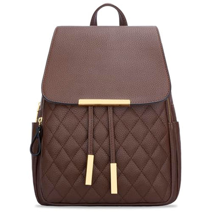 KKXIU Quilted Trendy Leather Backpack Purse for Women and Ladies Shoulder Travel Daypacks Bags (Coffee) - color: Coffee, style: Backpack