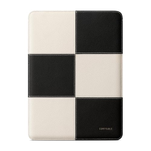 Comfyable Laptop Sleeve 15 Inch Precisely Compatible with MacBook Air 15-inch M4 2025 A3241 M3 2024 A3114 & M2 2023 A2941, Genuine Leather Protective Case Cover - color: Black & Cream, size: 15 inch