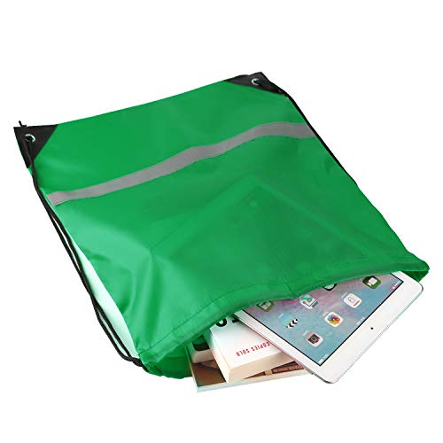 KUUQA 12 Pcs Drawstring Backpack Bag Bulk Dark Green - color: Dark Green