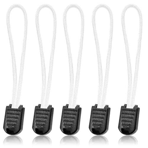 10 Pack Paracord Zipper Pull Replacement Pulls Tabs for Keys, Flashlight, Knife, Pouch, Backpack, Suitecases, Pocket - White - color: White