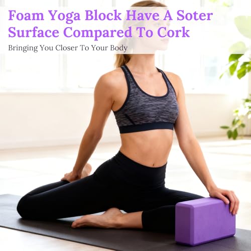 4 Pcs Yoga Blocks 9 x 6 x 3.15 Inch Eva Foam Lightweight Non Slip Yoga Props for Pilates Stretching and Meditation Exercise Blocks Lightweight Yoga Essentials