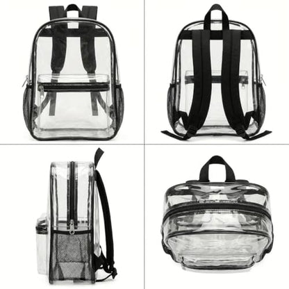 24-Pack 17'' Clear Black Bulk Backpacks for School – Transparent PVC Bookbags, Heavy Duty Clear Large Bags with Reinforced Straps, Back Pack for Elementary, Middle & High School - color: 17'' 24 Pack Clear Black