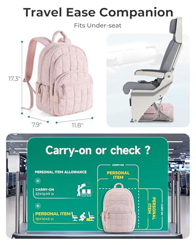 BAGSMART Travel Backpack for Women, 15.6" College Laptop Backpack, Pink - color: Pink, size: Standard 15.6 Inch