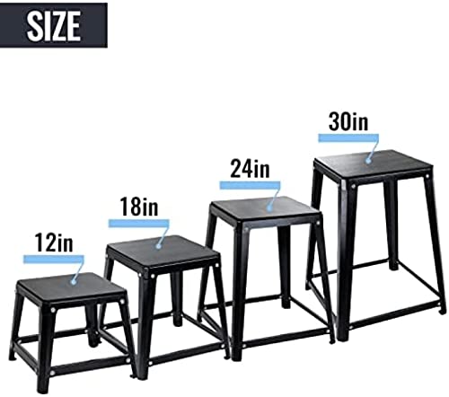 Plyometric Platform Box, Plyometric Box Jump Set For Home Gym Training, Conditioning, Strength Training - color: Set of 4 Black