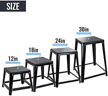 Plyometric Platform Box, Plyometric Box Jump Set For Home Gym Training, Conditioning, Strength Training - color: Set of 4 Black