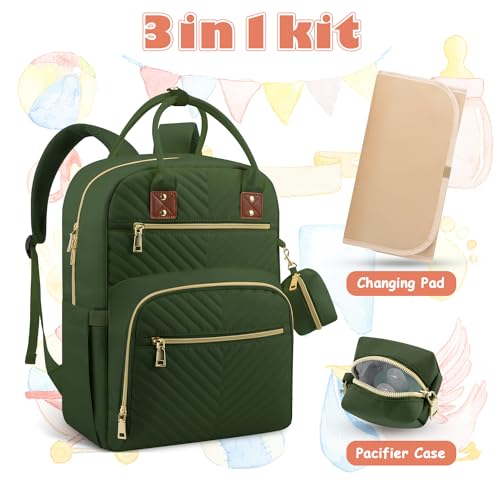 Tenot Baby Diaper Bag Backpack, Travel Diaper Bags for Girl Boy Large Capacity Baby Bag Backpack for Women Army Green - color: Army Green