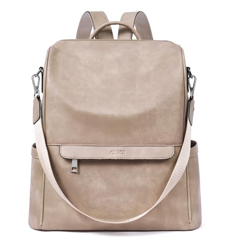 CLUCI Womens Backpack Purse PU Leather Anti-theft Fashion Designer Travel Bag Ladies Shoulder Bags | Purse - color: Top Zip-2 Apricot