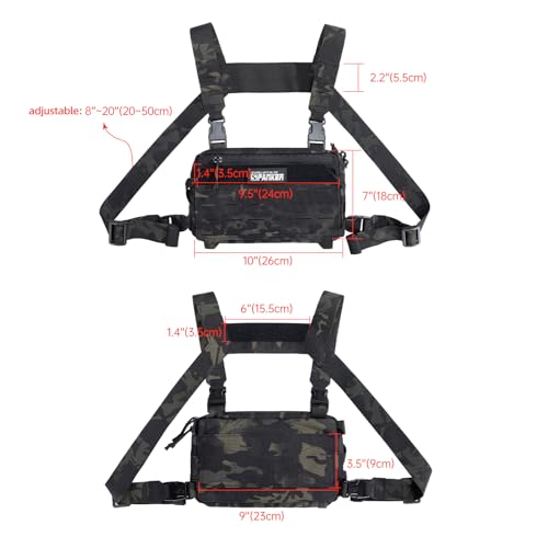 EXCELLENT ELITE SPANKER Tactical Chest Rig Pack EDC Chest Bag Molle Utility Chest Pouch for Outdoor Hunting Workouts Hiking - color: Multicam Black