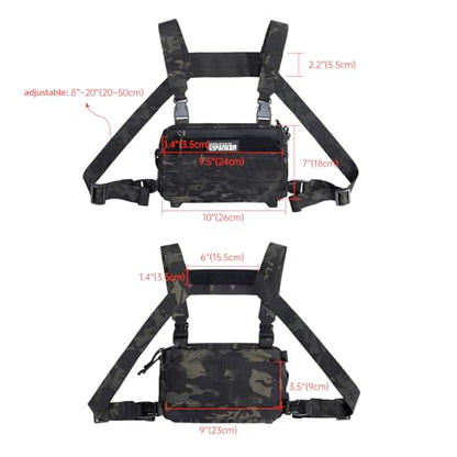 EXCELLENT ELITE SPANKER Tactical Chest Rig Pack EDC Chest Bag Molle Utility Chest Pouch for Outdoor Hunting Workouts Hiking - color: Multicam Black