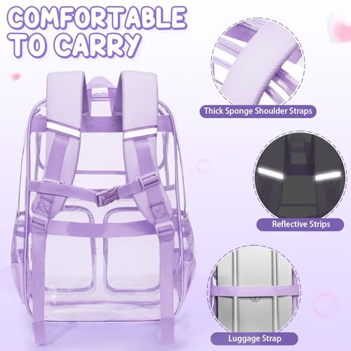 Fimibuke Clear Backpack for Girls - 3 PCS Heavy Duty Kids Clear Bags Schoolbag Large Transparent PVC Bookbag with Lunch Box Pencil Case Set for Travel School Concert Stadium Events Backpacks - color: beige