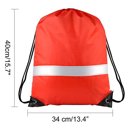 KUUQA 12 Pcs Drawstring Backpack Bag Bulk Reflective,Red - color: Red