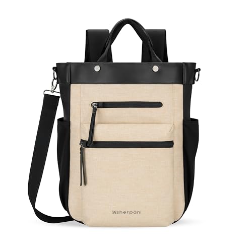 Sherpani Soleil, Anti Theft Convertible Backpack, 3 in 1 Tote, Crossbody Purse, 18L Travel Bag, Fits 13” Laptop (Straw Pro) - color: Straw - Pro