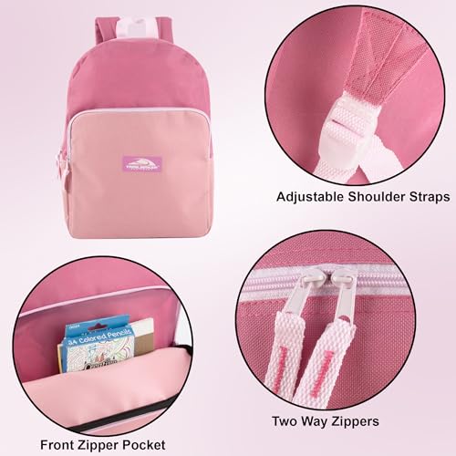 Trail maker 15 Inch Backpack for Girls, Preschool, Elementary & Middle School Students – Spacious Bookbag with Large Front Pocket, Adjustable Straps, Fits up to 13 Inch Laptop (Pink) - color: Pink