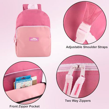 Trail maker 15 Inch Backpack for Girls, Preschool, Elementary & Middle School Students – Spacious Bookbag with Large Front Pocket, Adjustable Straps, Fits up to 13 Inch Laptop (Pink) - color: Pink