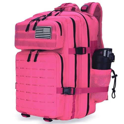 Military Tactical Backpack 45L/25L 3 Day Assault Pack Molle Daypack Hiking Backpack for Men and Women - color: Rose, size: 25L