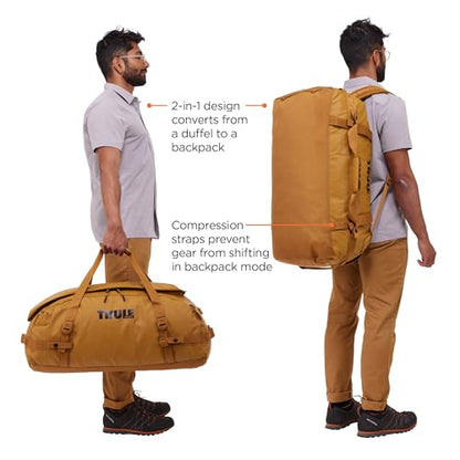 Thule Chasm Duffel bag, Weather-resistant materials, Easy packing, Converts to backpack, Internal pockets, Travel-ready - color: GOLDEN BROWN, size: 70L