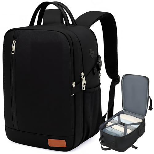Lossga Travel Backpack, 18x14x8 Spirit Airlines Personal Item Travel Bag, Carry On Backpack Flight Aproved, Weekender Bags for Women and Men, 30L Water Resistant Lightweight Travel Backpacks - color: Black, size: 30L