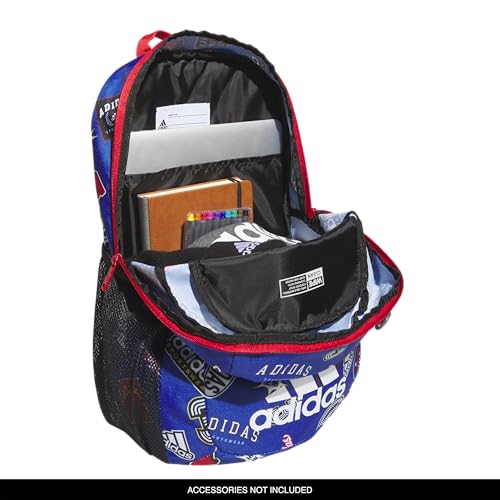adidas Ready Small Backpack for women and men, durable laptop bag for work - color: Rec League Team Royal Blue/White/Better Scarlet
