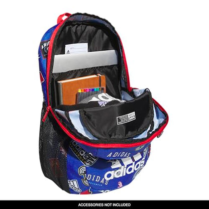 adidas Ready Small Backpack for women and men, durable laptop bag for work - color: Rec League Team Royal Blue/White/Better Scarlet
