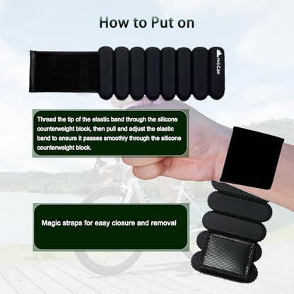 2Lbs Wrist Ankle Weights for Women - Wearable Arm Leg Bangles Weight Set of 2(1Lb Each) Adjustable Weighted Wristbands for Home Gym Workout, Walking, Pilate, Yoga, Exercise, Barre, Strength Training