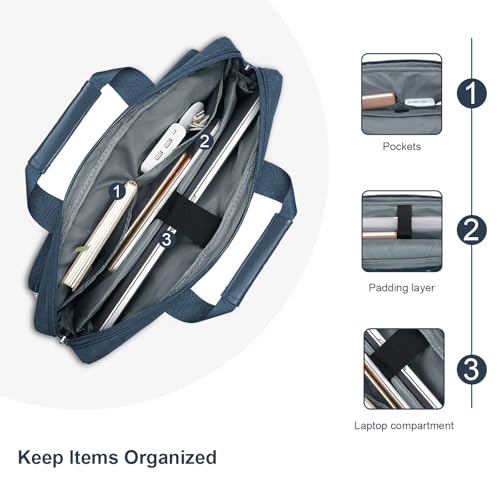 MOSISO Laptop Shoulder Bag 15.6 inch, 15-15.6 inch Computer Bag Compatible with MacBook Pro 16 inch, HP, Dell, Lenovo, Notebook with 2 Raised&1 Flapover&1 Horizontal Pocket&Handle&Belt, Haze Blue - color: Haze Blue, size: 16 inch