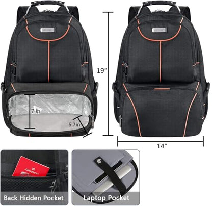 VECKUSON Lunch Bag Backpack, Insulated Cooler Lunch Box Backpack, Extra Large Travel 17.3 inch Laptop Backpack TSA Friendly RFID Computer Backpack for Women Men,Orange - color: Orange-rfid-1