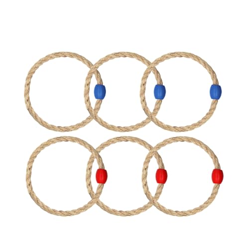 6 Pack Sisal Rope Ring Toss Game Replacement Parts for Kids and Adults, Outdoor Toss Rings for Agility Practice and Speed Game,Yard Games Lawn Games for Party(Red and Blue)