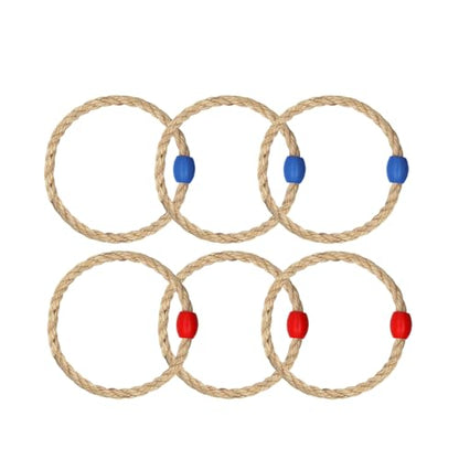 6 Pack Sisal Rope Ring Toss Game Replacement Parts for Kids and Adults, Outdoor Toss Rings for Agility Practice and Speed Game,Yard Games Lawn Games for Party(Red and Blue)