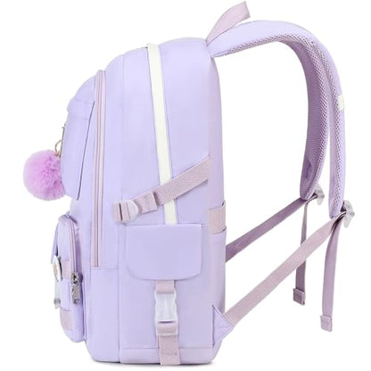 Spotted Tiger School Backpack for Girls Backpack with Lunch Box Anime Bookbag Set School Bag Kawaii Backpacks for Girls Teens (Purple) - color: Purple