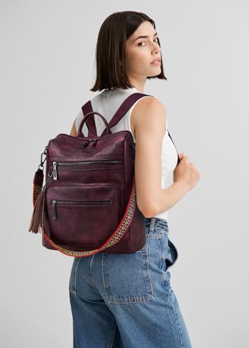 Shrrie Backpack Purse for Women Leather Backpack Fashion Designer Travel Backpack Convertible Shoulder Bag - color: 1-9 Two-tone Maroon